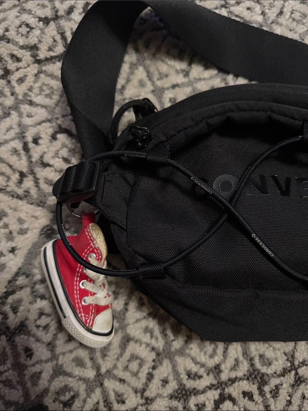 Converse Black Belt Bag with Red Sneaker Charm